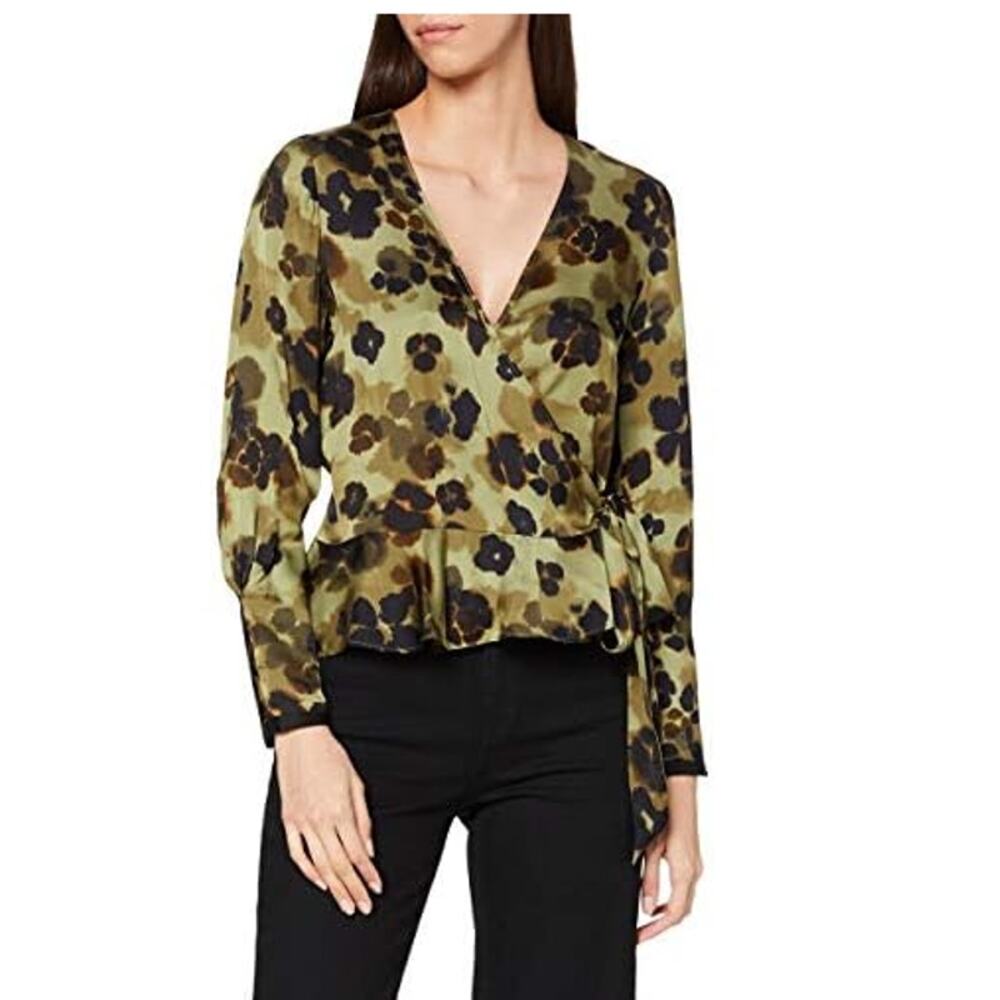Scotch & Soda | Wrap Over Blouse | Seasonal Prints Green Floral | Sz XL | NWT